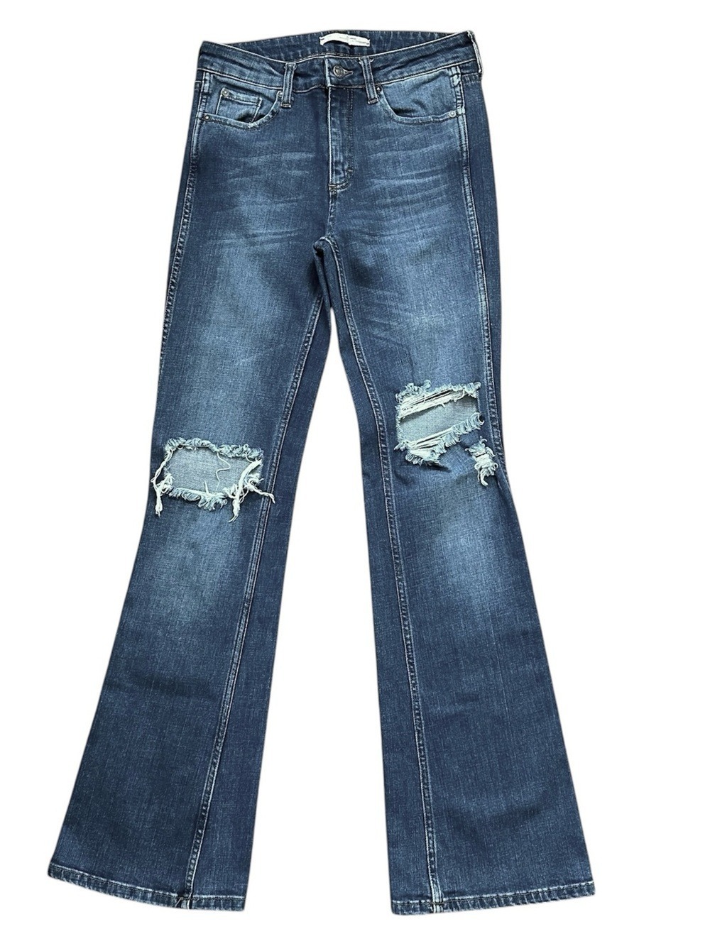 Free People Mid-Rise Distressed 32" Flare Jeans Dark Wash Size 27